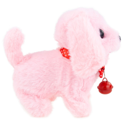 TG71193 INTERAKTYWNY PIESEK SZCZENIACZEK ZABAWKA RÓŻ CHODZI SZCZEKA KOKARDKA