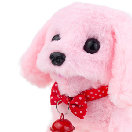 TG71193 INTERAKTYWNY PIESEK SZCZENIACZEK ZABAWKA RÓŻ CHODZI SZCZEKA KOKARDKA