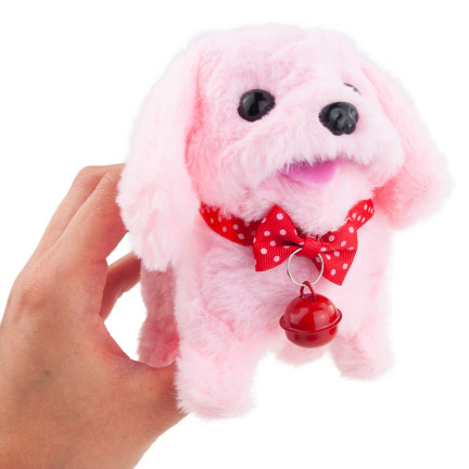 TG71193 INTERAKTYWNY PIESEK SZCZENIACZEK ZABAWKA RÓŻ CHODZI SZCZEKA KOKARDKA