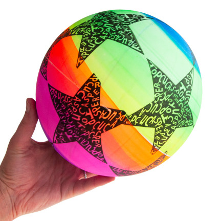 TG71357 PIŁKA GUMOWA KOLOROWA GWIAZDKI TĘCZOWA DLA DZIECI DO DOMU NA ZEWNĄTRZ