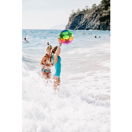 TG71357 PIŁKA GUMOWA KOLOROWA GWIAZDKI TĘCZOWA DLA DZIECI DO DOMU NA ZEWNĄTRZ