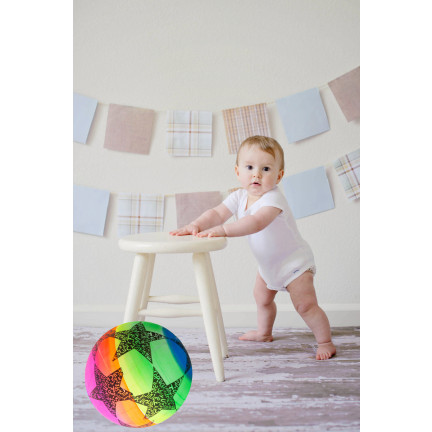 TG71357 PIŁKA GUMOWA KOLOROWA GWIAZDKI TĘCZOWA DLA DZIECI DO DOMU NA ZEWNĄTRZ