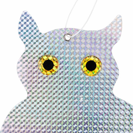 TG71383 ODSTRASZACZ GOŁĘBI SZPAKÓW PTAKÓW ODBLASKOWA SOWA siedząca HOLOGRAM DZWONKI