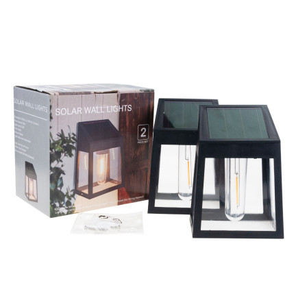 TG71390 LAMPA SOLARNA KINKIET ŚCIENNA ŻARÓWKA LED 2SZT CZUJNIK ZMIERZCHU SOLAR