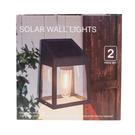 TG71390 LAMPA SOLARNA KINKIET ŚCIENNA ŻARÓWKA LED 2SZT CZUJNIK ZMIERZCHU SOLAR