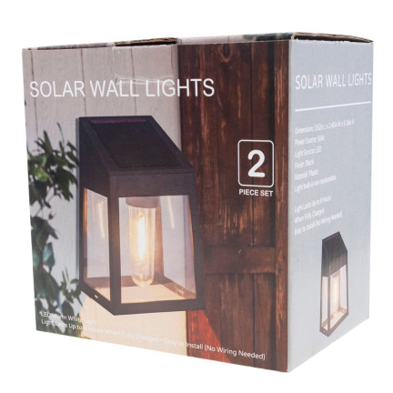 TG71390 LAMPA SOLARNA KINKIET ŚCIENNA ŻARÓWKA LED 2SZT CZUJNIK ZMIERZCHU SOLAR