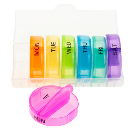 TG71402 POJEMNIK KASETKA NA LEKI TABLETKI PUDEŁKO ORGANIZER 7 DNI TYDZIEŃ DZIEŃ NOC 14 PRZEGRÓDEK