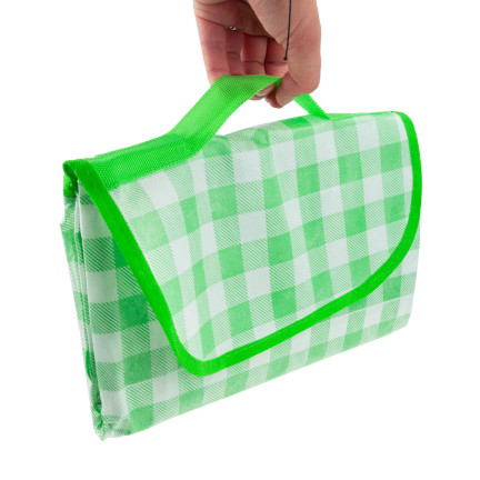 TG71411-2 DUŻY KOC PIKNIKOWY TURYSTYCZNY PLAŻOWY WODOODPORNY MATA ZIELONA KRATA