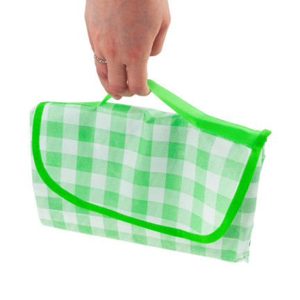 TG71411-2 DUŻY KOC PIKNIKOWY TURYSTYCZNY PLAŻOWY WODOODPORNY MATA ZIELONA KRATA