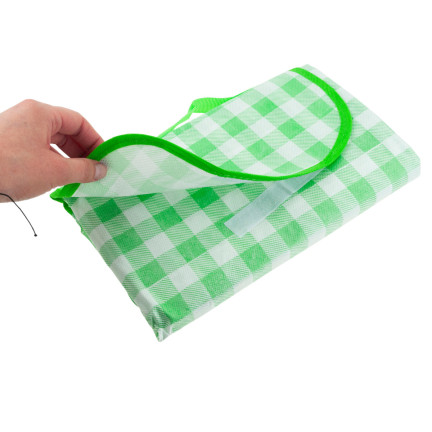 TG71411-2 DUŻY KOC PIKNIKOWY TURYSTYCZNY PLAŻOWY WODOODPORNY MATA ZIELONA KRATA