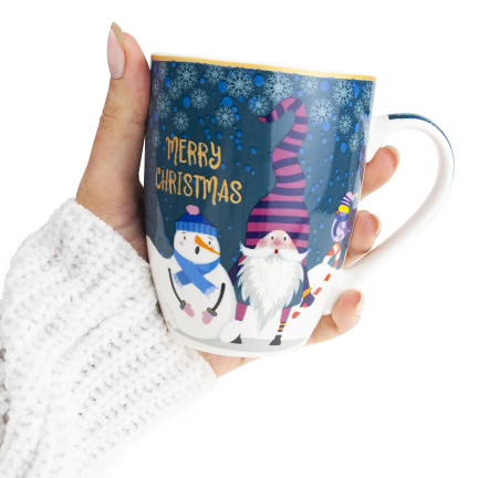 Kubek ceramiczny, świąteczny motyw, wzór bożonarodzeniowy, prezent na Mikołajki, 300ml