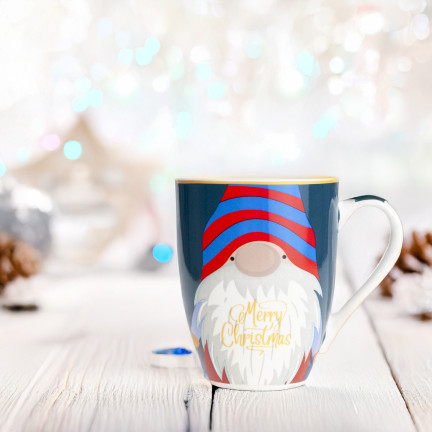 Kubek ceramiczny, świąteczny motyw, wzór bożonarodzeniowy, prezent na Mikołajki, 300ml