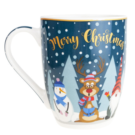 Kubek ceramiczny, świąteczny motyw, wzór bożonarodzeniowy, prezent na Mikołajki, 300ml