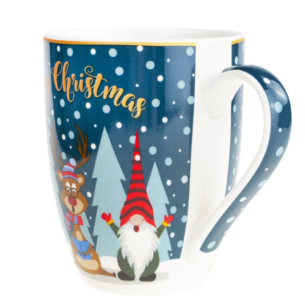 Kubek ceramiczny, świąteczny motyw, wzór bożonarodzeniowy, prezent na Mikołajki, 300ml