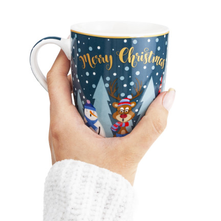 Kubek ceramiczny, świąteczny motyw, wzór bożonarodzeniowy, prezent na Mikołajki, 300ml