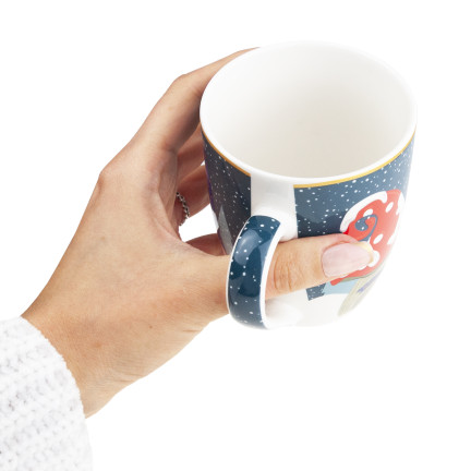 Kubek ceramiczny, świąteczny motyw, wzór bożonarodzeniowy, prezent na Mikołajki, 300ml