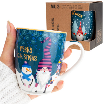 Kubek ceramiczny, świąteczny motyw, wzór bożonarodzeniowy, prezent na Mikołajki, 300ml