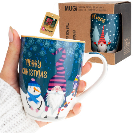 Kubek ceramiczny, świąteczny motyw, wzór bożonarodzeniowy, prezent na Mikołajki, 300ml