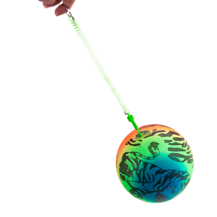 TG71991 KOLOROWA PIŁKA NA SPRĘŻYNIE GUMOWA DMUCHANA MIĘKKA NA SZNURKU TRENINGOWA