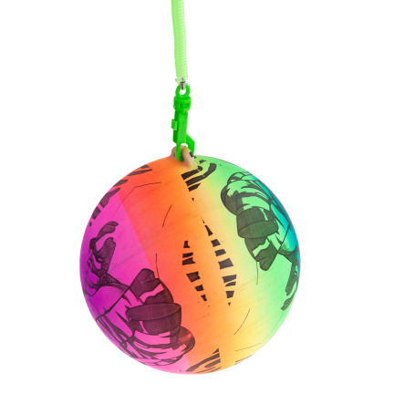 TG71991 KOLOROWA PIŁKA NA SPRĘŻYNIE GUMOWA DMUCHANA MIĘKKA NA SZNURKU TRENINGOWA