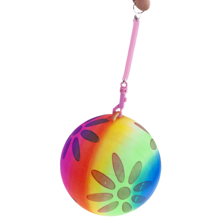 TG71991 KOLOROWA PIŁKA NA SPRĘŻYNIE GUMOWA DMUCHANA MIĘKKA NA SZNURKU TRENINGOWA