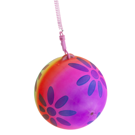 TG71991 KOLOROWA PIŁKA NA SPRĘŻYNIE GUMOWA DMUCHANA MIĘKKA NA SZNURKU TRENINGOWA