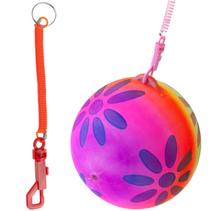 TG71991 KOLOROWA PIŁKA NA SPRĘŻYNIE GUMOWA DMUCHANA MIĘKKA NA SZNURKU TRENINGOWA
