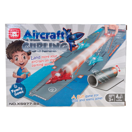 TG72958 RODZINNA GRA ZRĘCZNOŚCIOWA MINI CURLING MATA + 6 SAMOLOTÓW WYŚCIGI