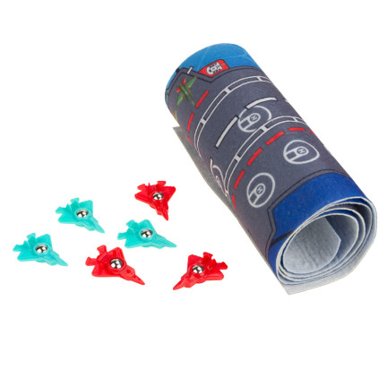 TG72958 RODZINNA GRA ZRĘCZNOŚCIOWA MINI CURLING MATA + 6 SAMOLOTÓW WYŚCIGI