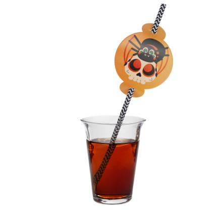 TG73018 SŁOMKI PAPIEROWE Z DEKORACJĄ HALLOWEEN EKO RURKI DUSZKI DYNIA NIETOPERZ