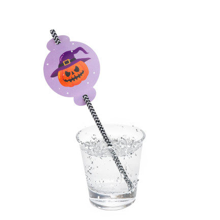 TG73018 SŁOMKI PAPIEROWE Z DEKORACJĄ HALLOWEEN EKO RURKI DUSZKI DYNIA NIETOPERZ