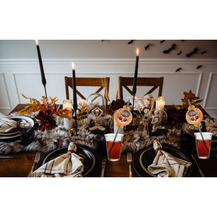 TG73018 SŁOMKI PAPIEROWE Z DEKORACJĄ HALLOWEEN EKO RURKI DUSZKI DYNIA NIETOPERZ