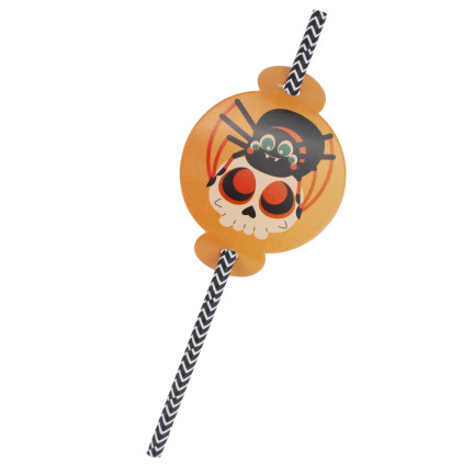 TG73018 SŁOMKI PAPIEROWE Z DEKORACJĄ HALLOWEEN EKO RURKI DUSZKI DYNIA NIETOPERZ