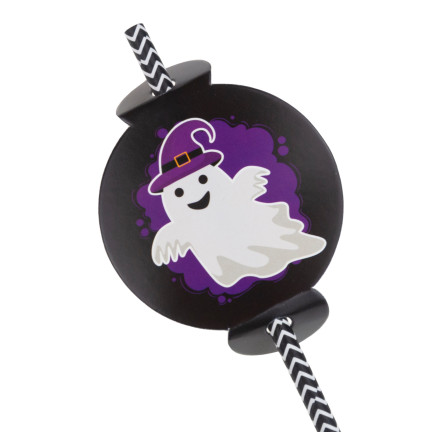 TG73018 SŁOMKI PAPIEROWE Z DEKORACJĄ HALLOWEEN EKO RURKI DUSZKI DYNIA NIETOPERZ