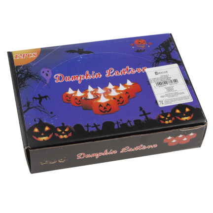 TG73370-1 ŚWIECZKI DYNIE LED HALLOWEEN LAMPIONY DEKORACJE ZESTAW 12SZT NA BATERIE