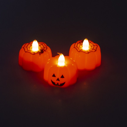 TG73370-1 ŚWIECZKI DYNIE LED HALLOWEEN LAMPIONY DEKORACJE ZESTAW 12SZT NA BATERIE