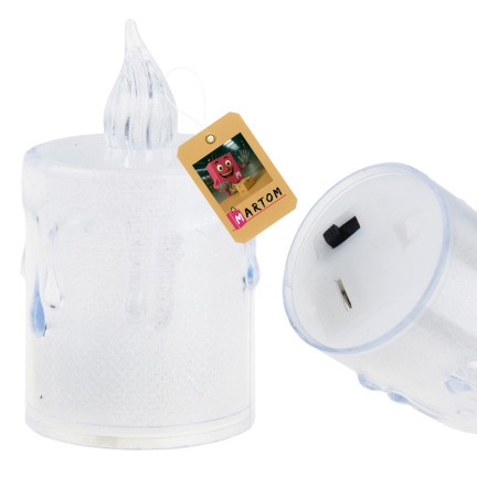 Świeczka led, plastikowa, ciepły biały płomień, z połyskiem, uniwersalna ozdoba, wysokość 7 cm