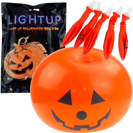 TG74159 BALONY HALLOWEEN LED 5SZT DYNIE ŚWIECĄCE DEKORACJE POMARAŃCZOWE