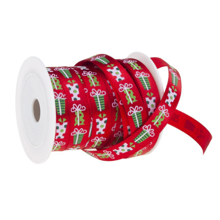 TG74285-1 WSTĄŻKA TAŚMA TASIEMKA DEKORACJA OZDOBA ŚWIĄTECZNA NA PREZENT STROIK WIANEK 4,5M