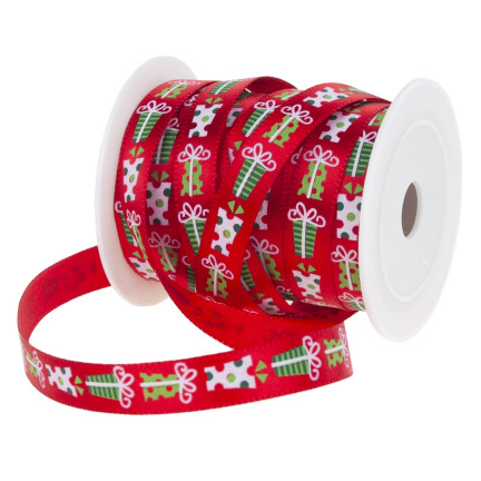 TG74285-1 WSTĄŻKA TAŚMA TASIEMKA DEKORACJA OZDOBA ŚWIĄTECZNA NA PREZENT STROIK WIANEK 4,5M