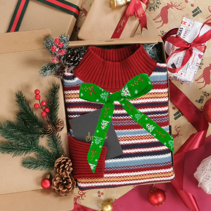 TG74288-1 WSTĄŻKA TAŚMA TASIEMKA DEKORACJA OZDOBA ŚWIĄTECZNA NA PREZENT STROIK WIANEK  2,7M