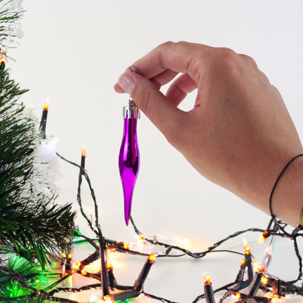 TG74294-2 BOMBKI CHOINKOWE SOPLE ZAWIESZKI PODŁUŻNE KOMPLET 6SZT KOLOROWE SOPELKI