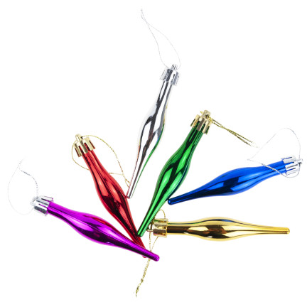 TG74294-2 BOMBKI CHOINKOWE SOPLE ZAWIESZKI PODŁUŻNE KOMPLET 6SZT KOLOROWE SOPELKI