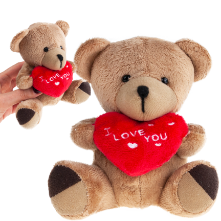 TG75260  BRĄZOWY MIŚ WALENTYNKI MIKOŁAJKI SERCE I LOVE YOU PLUSZAK