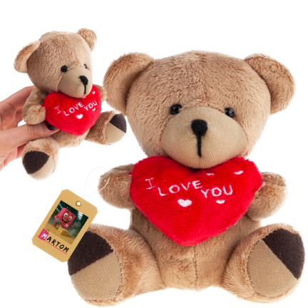 TG75260  BRĄZOWY MIŚ WALENTYNKI MIKOŁAJKI SERCE I LOVE YOU PLUSZAK
