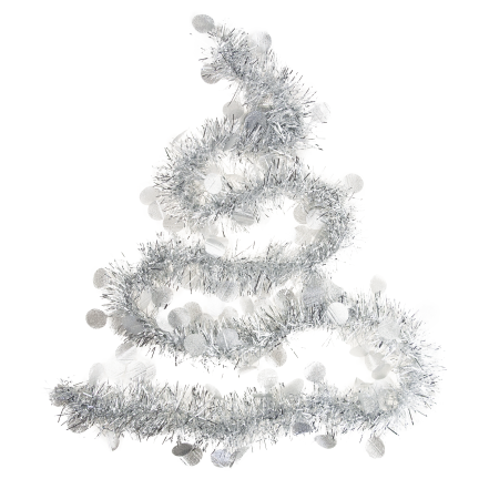 TG76142-1 ŁAŃCUCH CHOINKOWY SZNUR GIRLANDA ŚWIĄTECZNA SREBRNY Z OZDOBAMI