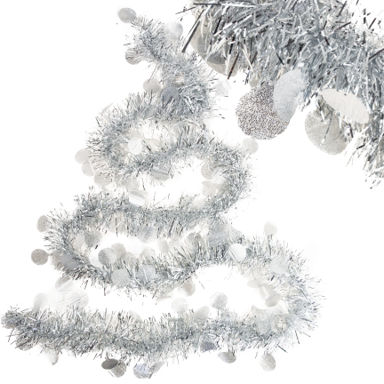 TG76142-1 ŁAŃCUCH CHOINKOWY SZNUR GIRLANDA ŚWIĄTECZNA SREBRNY Z OZDOBAMI