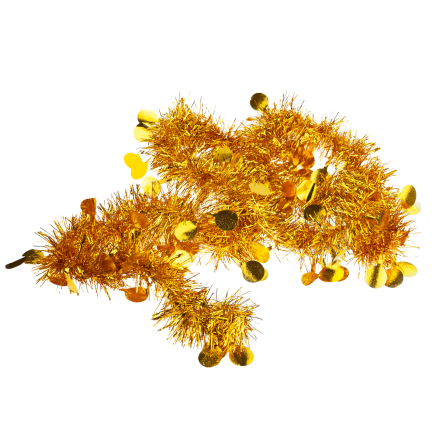 TG76142-2 ŁAŃCUCH CHOINKOWY SZNUR GIRLANDA ŚWIĄTECZNA ZŁOTY Z OZDOBAMI