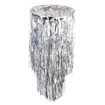 TG76151-1 DEKORACJA NA SUFIT ŻYRANDOL  SREBRNY FOLIOWY KLOSZ PARTY URODZINY SYLWESTER