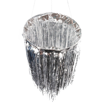 TG76151-1 DEKORACJA NA SUFIT ŻYRANDOL  SREBRNY FOLIOWY KLOSZ PARTY URODZINY SYLWESTER